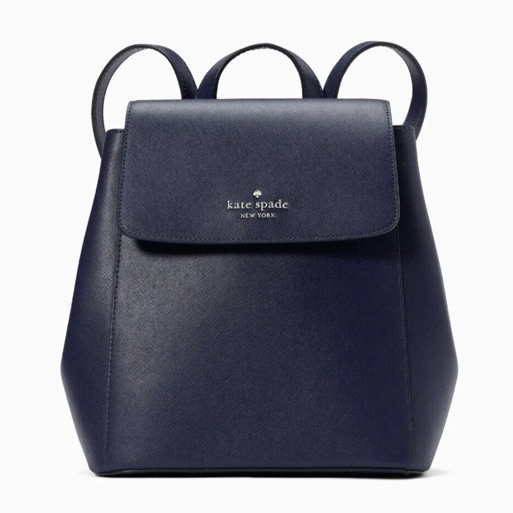 New Kate Spade Madison Flap Backpack Saffiano Leather Parisian Navy